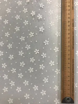 100% Polyester Glitter Tulle - White Petal