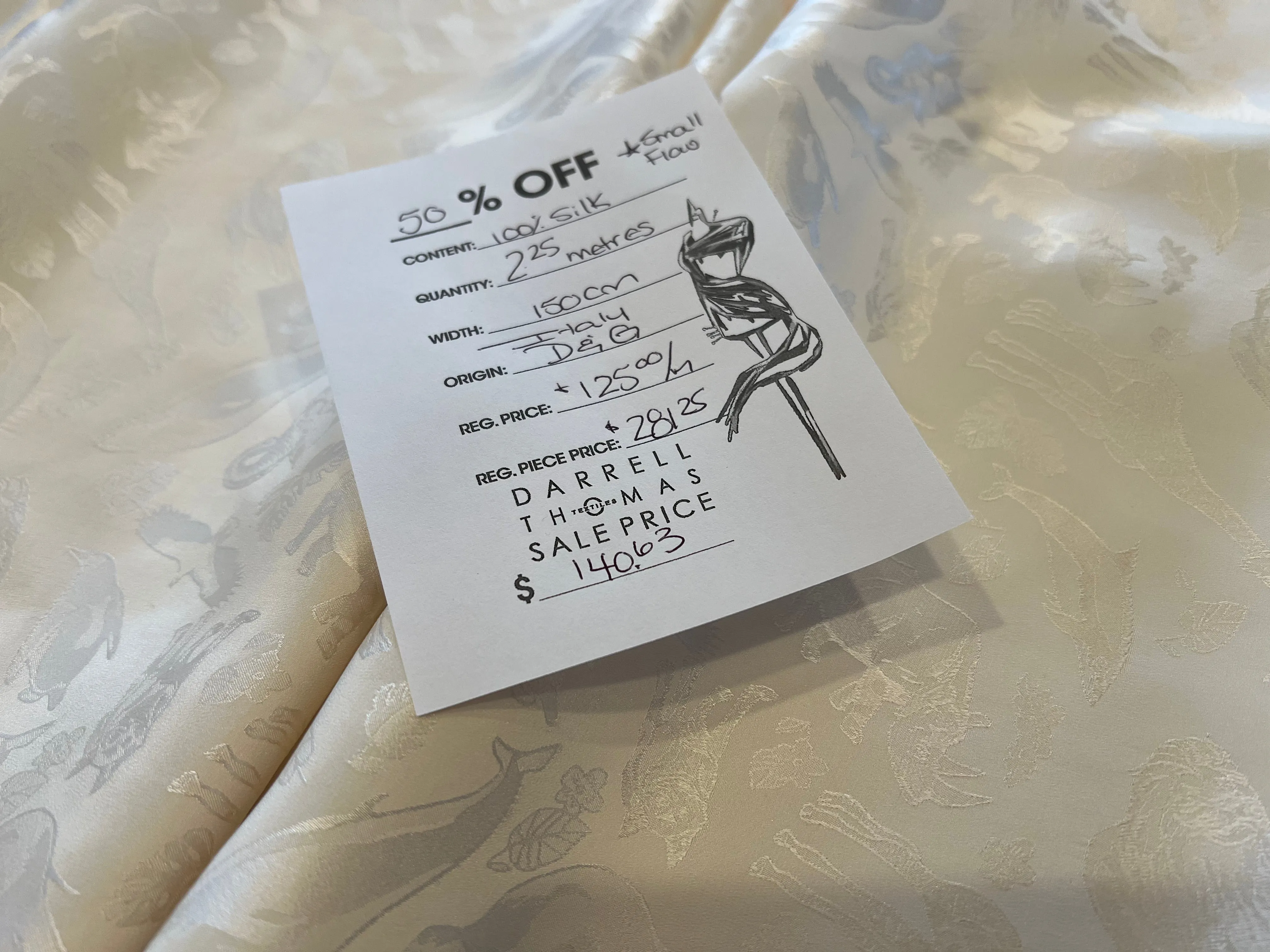 #1249 Animal Jacquard 100% Silk Crepe de Chine Remnant