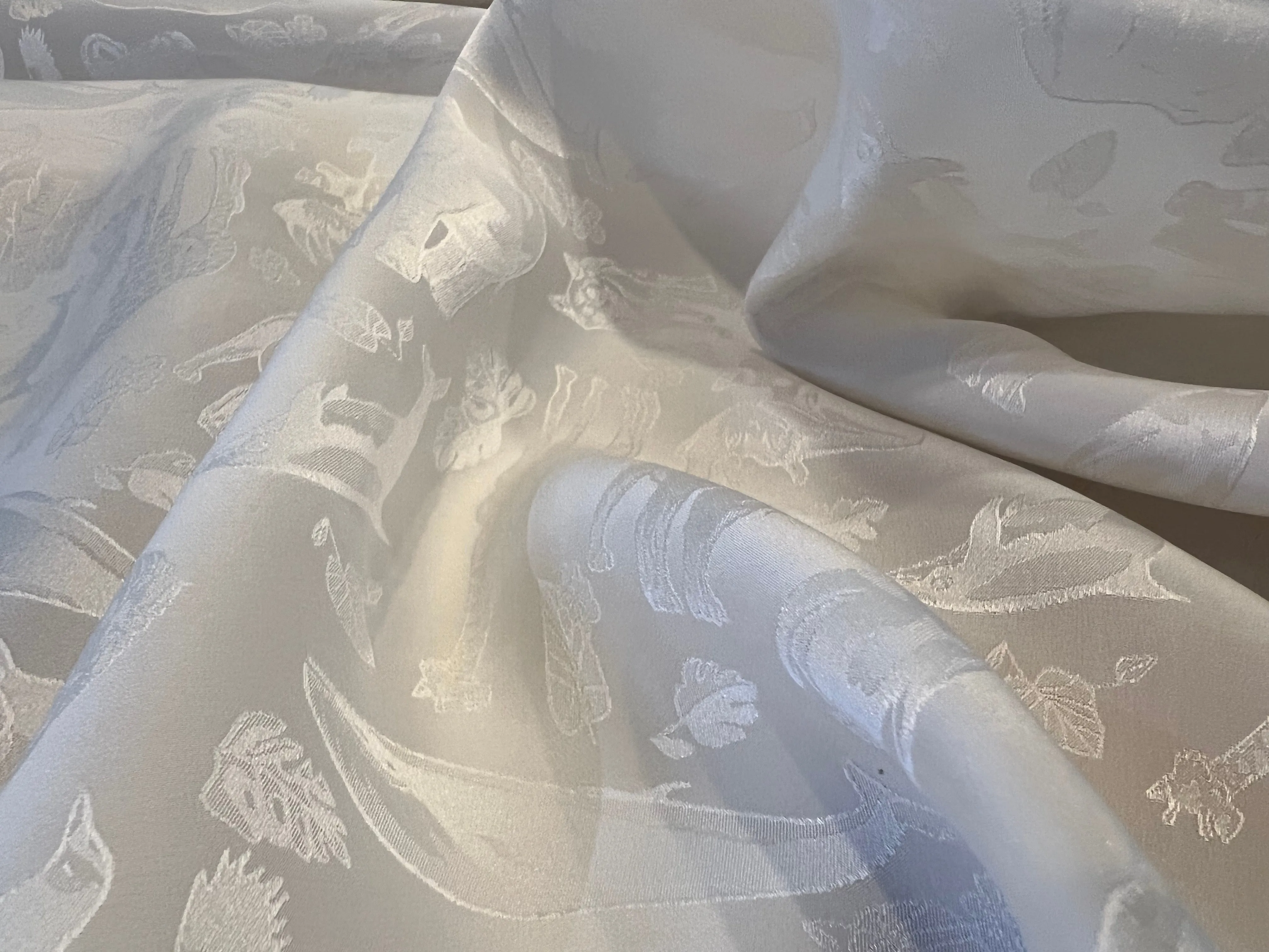 #1249 Animal Jacquard 100% Silk Crepe de Chine Remnant
