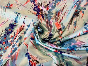 #1293 Designer Seafoam Abstract Floral  100% Cotton Remnant