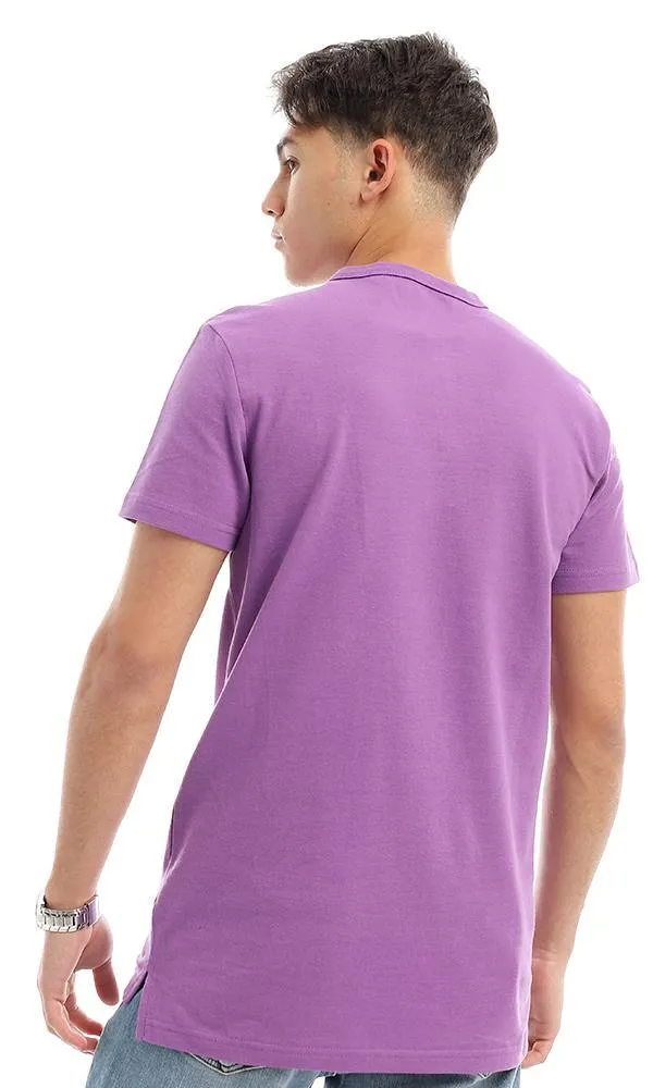 94642 Buttoned Round Neck Mauve Pique Henley Shirt