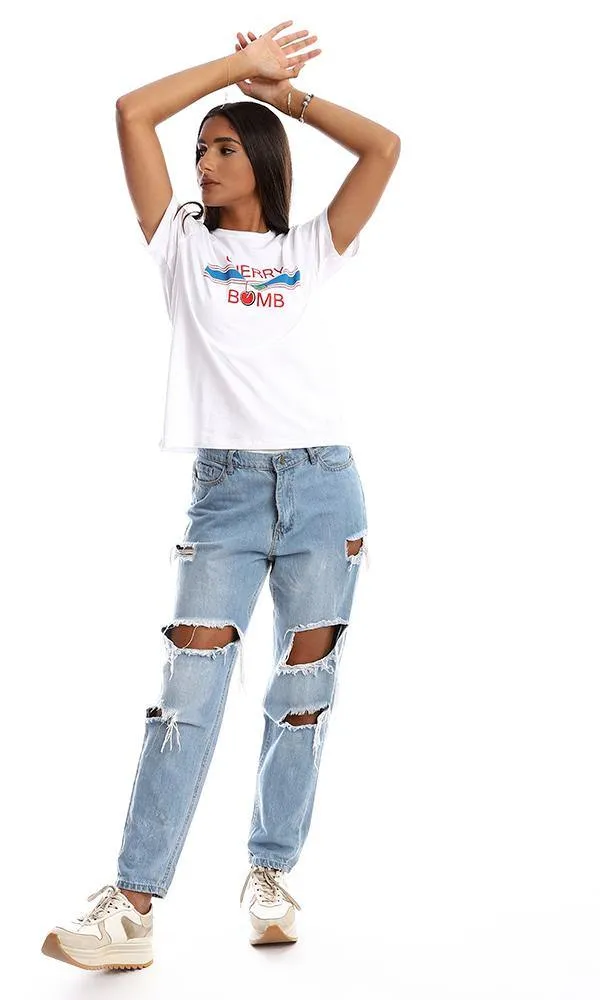 95314 "Cherry Bomb" White Short Sleeves Tee