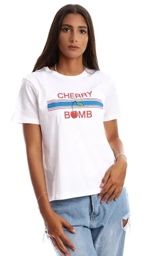 95314 "Cherry Bomb" White Short Sleeves Tee