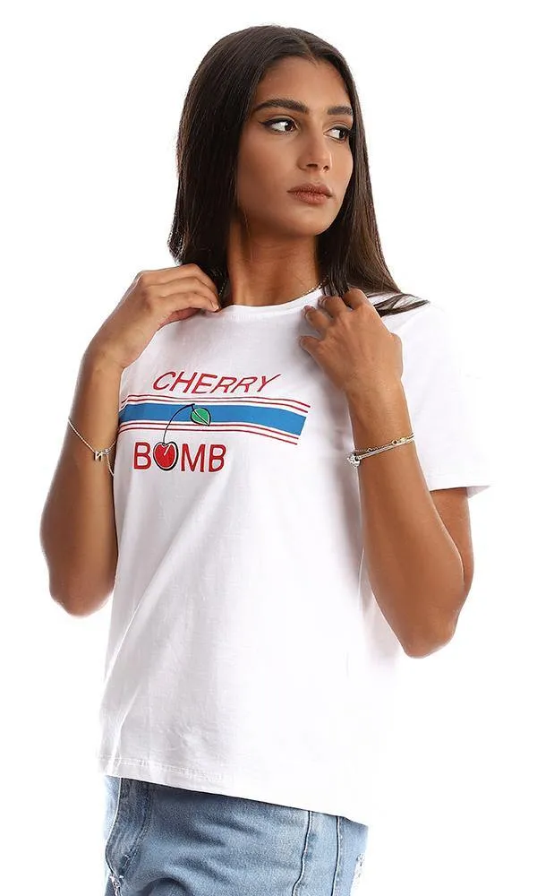 95314 "Cherry Bomb" White Short Sleeves Tee