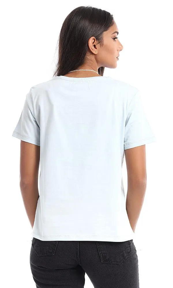 95315 Printed Bee Short Sleeves Sky Blue Tee