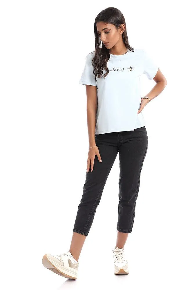 95315 Printed Bee Short Sleeves Sky Blue Tee