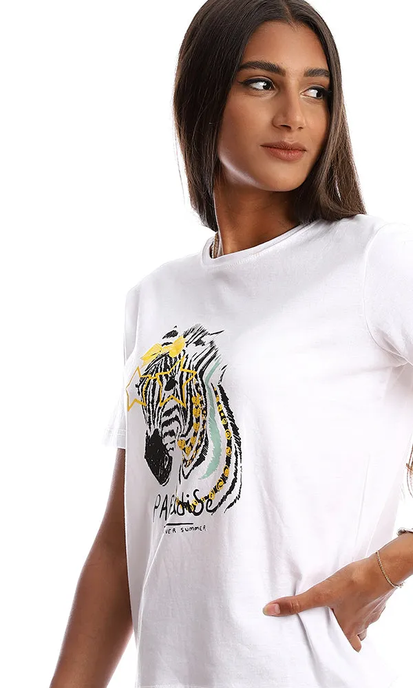 95317 Off-White Printed "Zebra" Slip On Crew Neck Tee