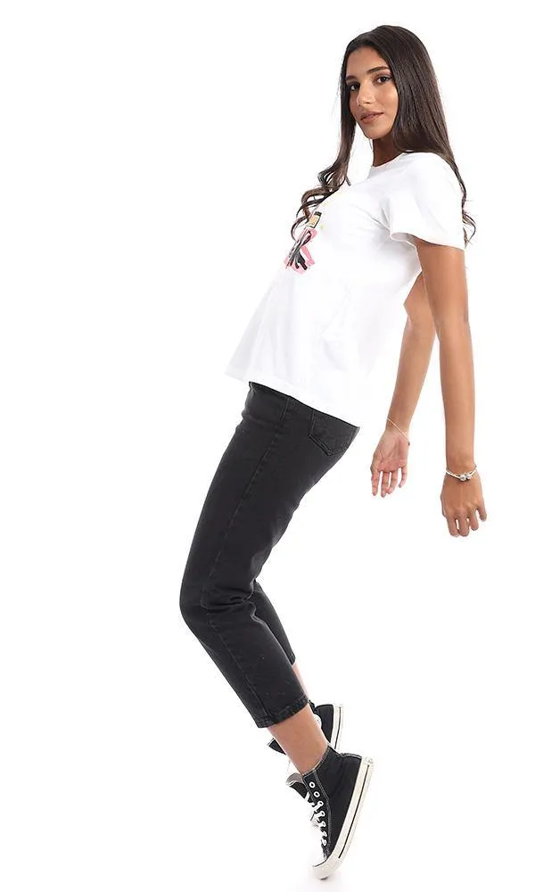 95457 "Girls Power" Printing White Short Sleeves Tee