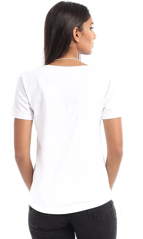 95457 "Girls Power" Printing White Short Sleeves Tee