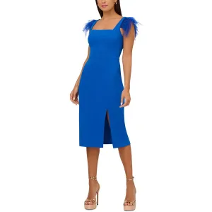 Aidan by Aidan Mattox Womens Ostrich Feather Knee-Length Sheath Dress