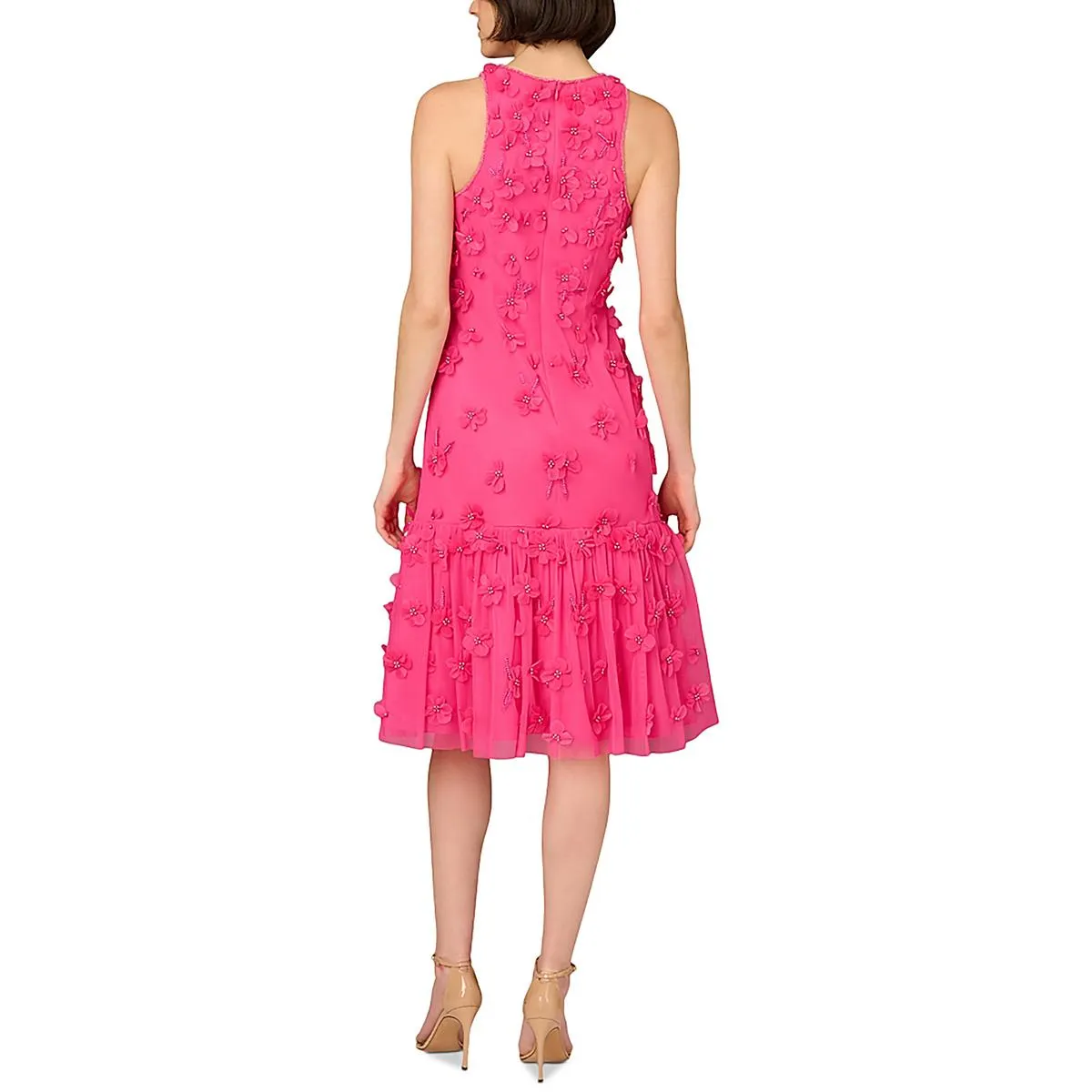 Aidan Mattox Womens Below Knee Embellished Midi Dress