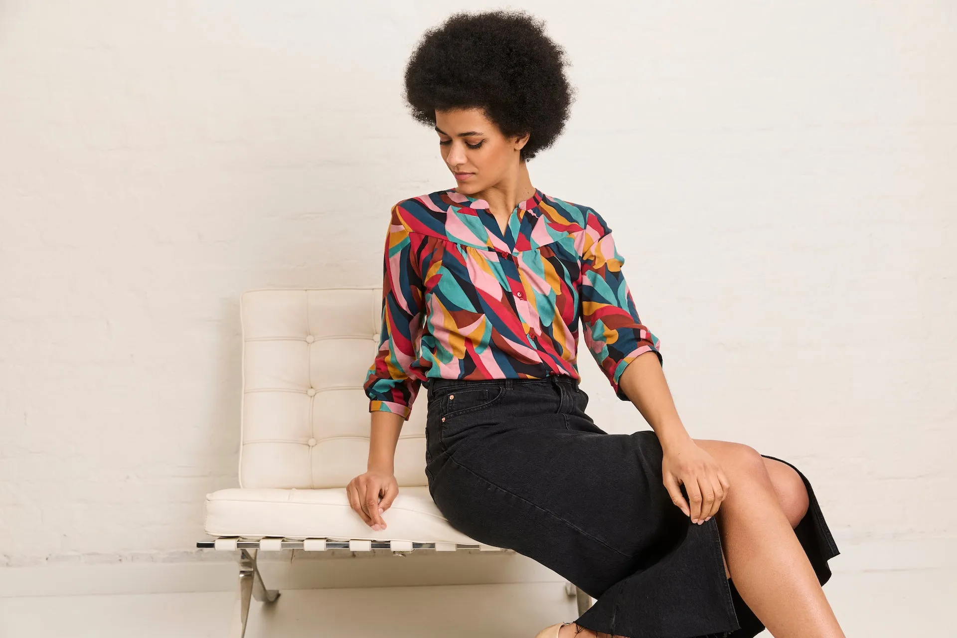 Atelier Jupe-Viscose with soft colour palette