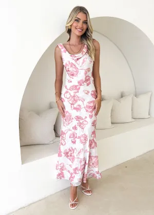 Barcelon Midi Dress - Pink Watercolour