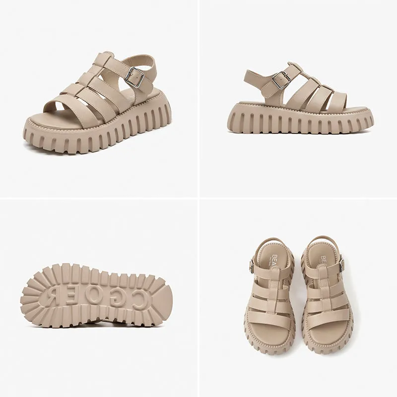 BeauToday Tonal Chunky Gladiator Sandals for Women