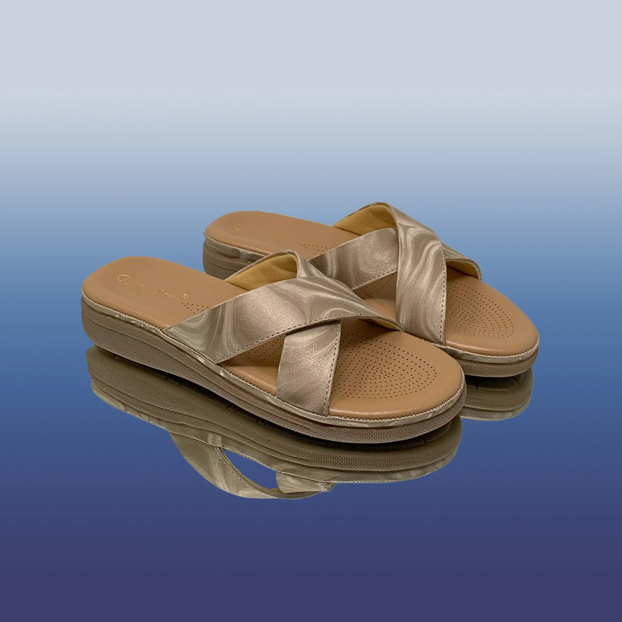 Beige Cross Strap Sandals