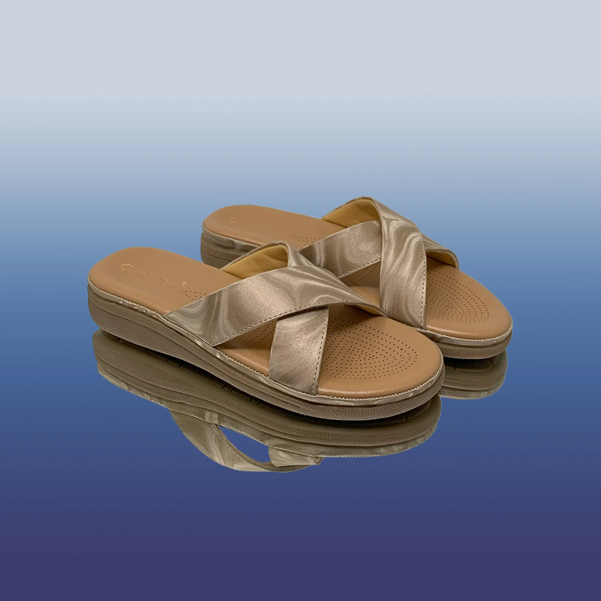 Beige Cross Strap Sandals
