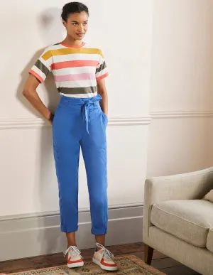Belted Chino Trousers-Atlantic Ocean Blue