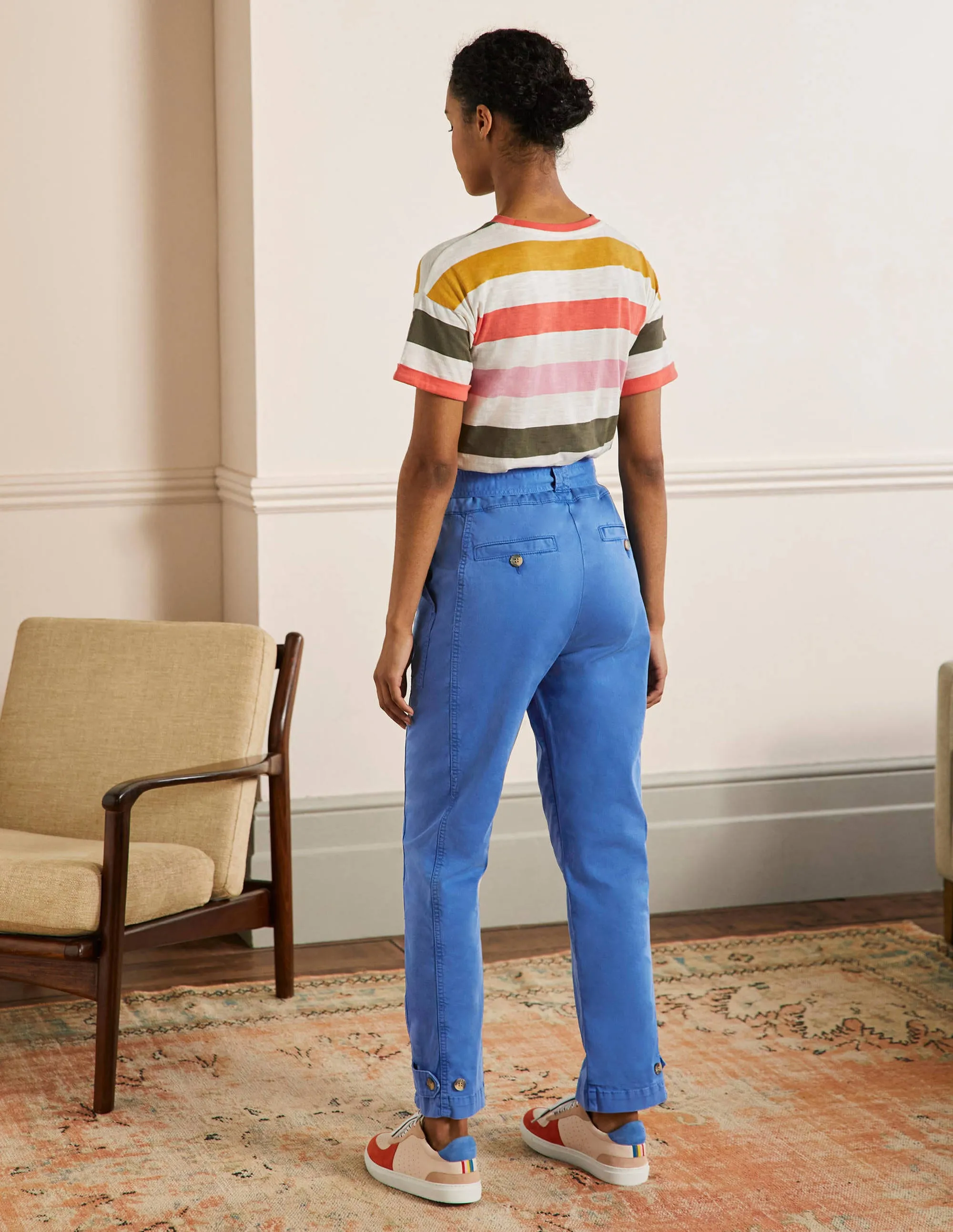 Belted Chino Trousers-Atlantic Ocean Blue