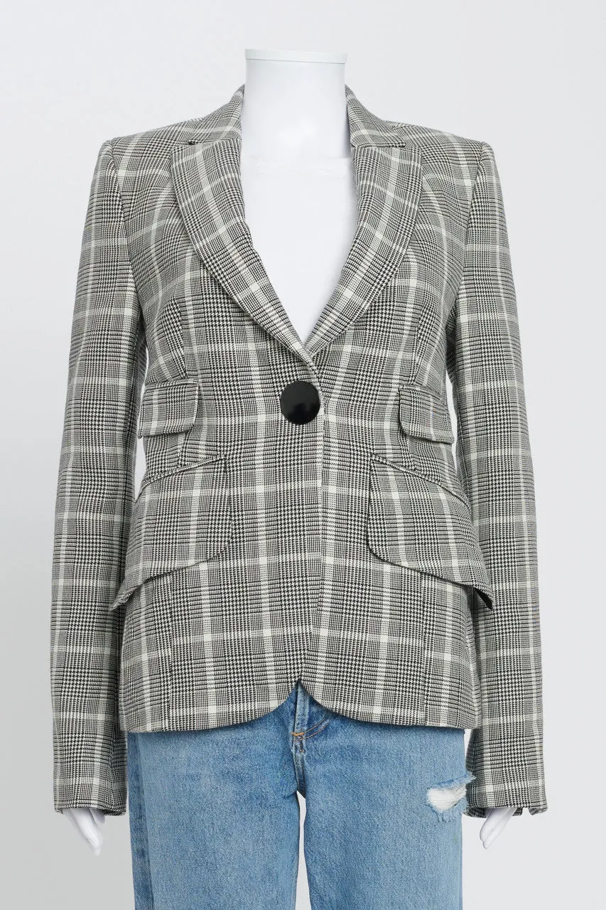 Black And White Plaid Wool Blazer