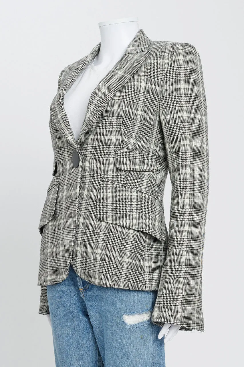 Black And White Plaid Wool Blazer