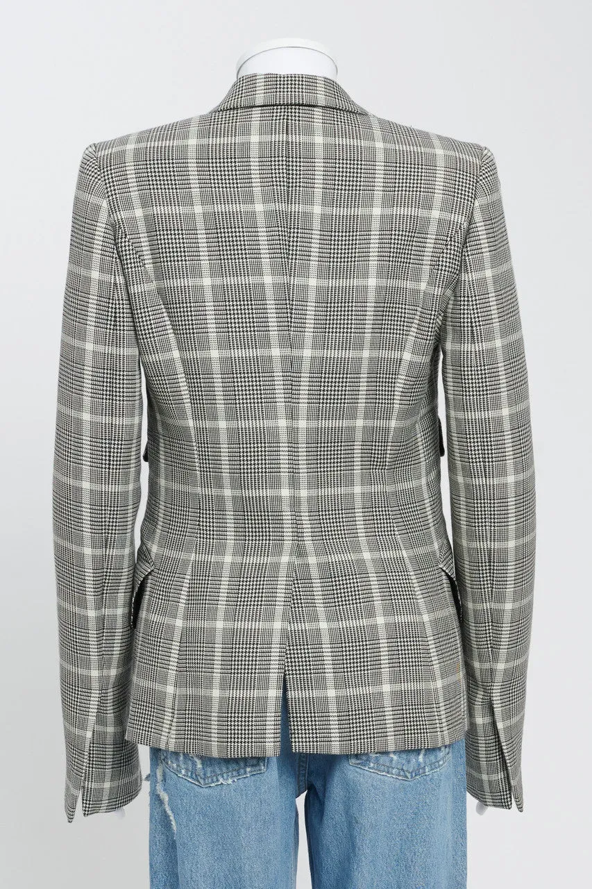 Black And White Plaid Wool Blazer