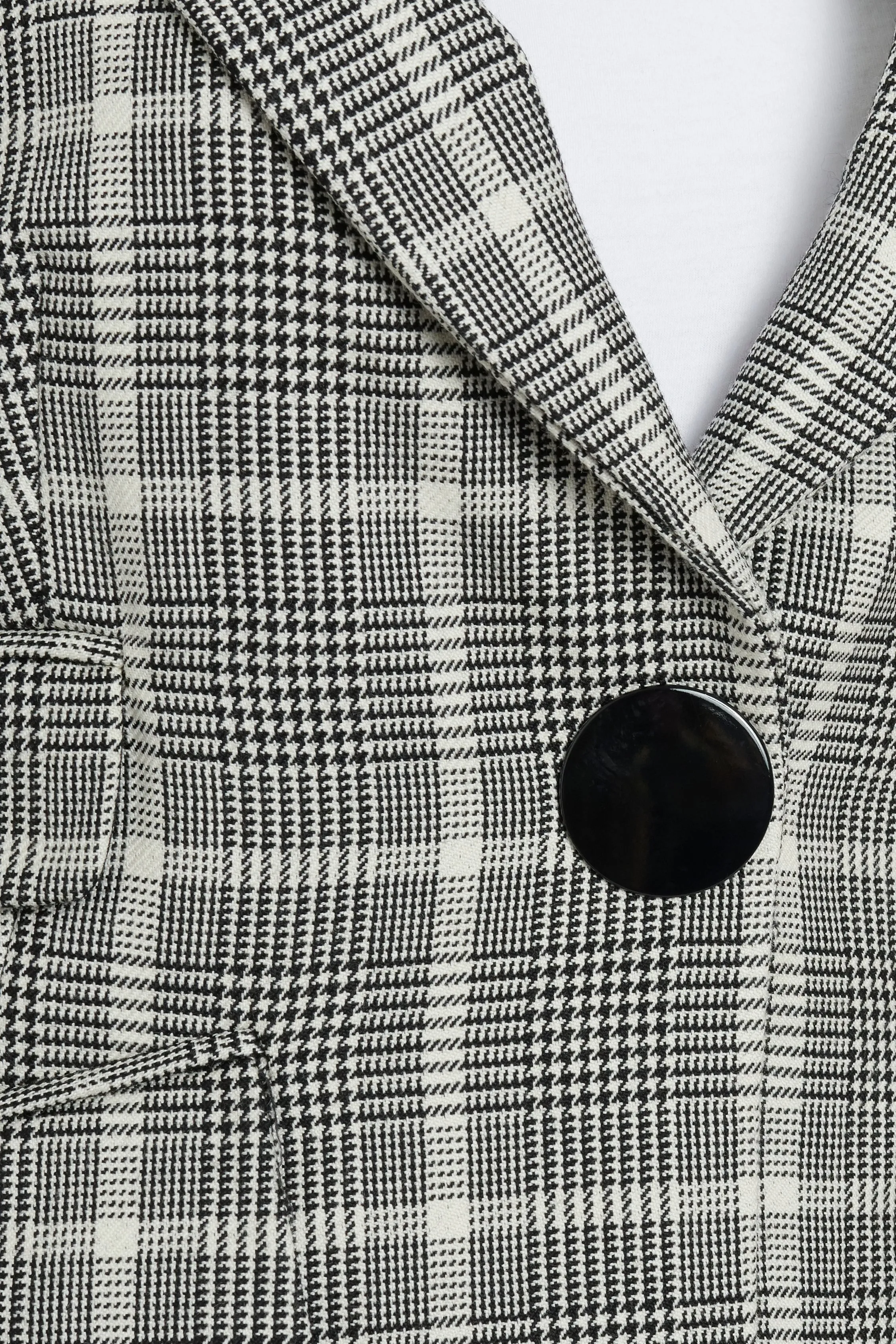 Black And White Plaid Wool Blazer