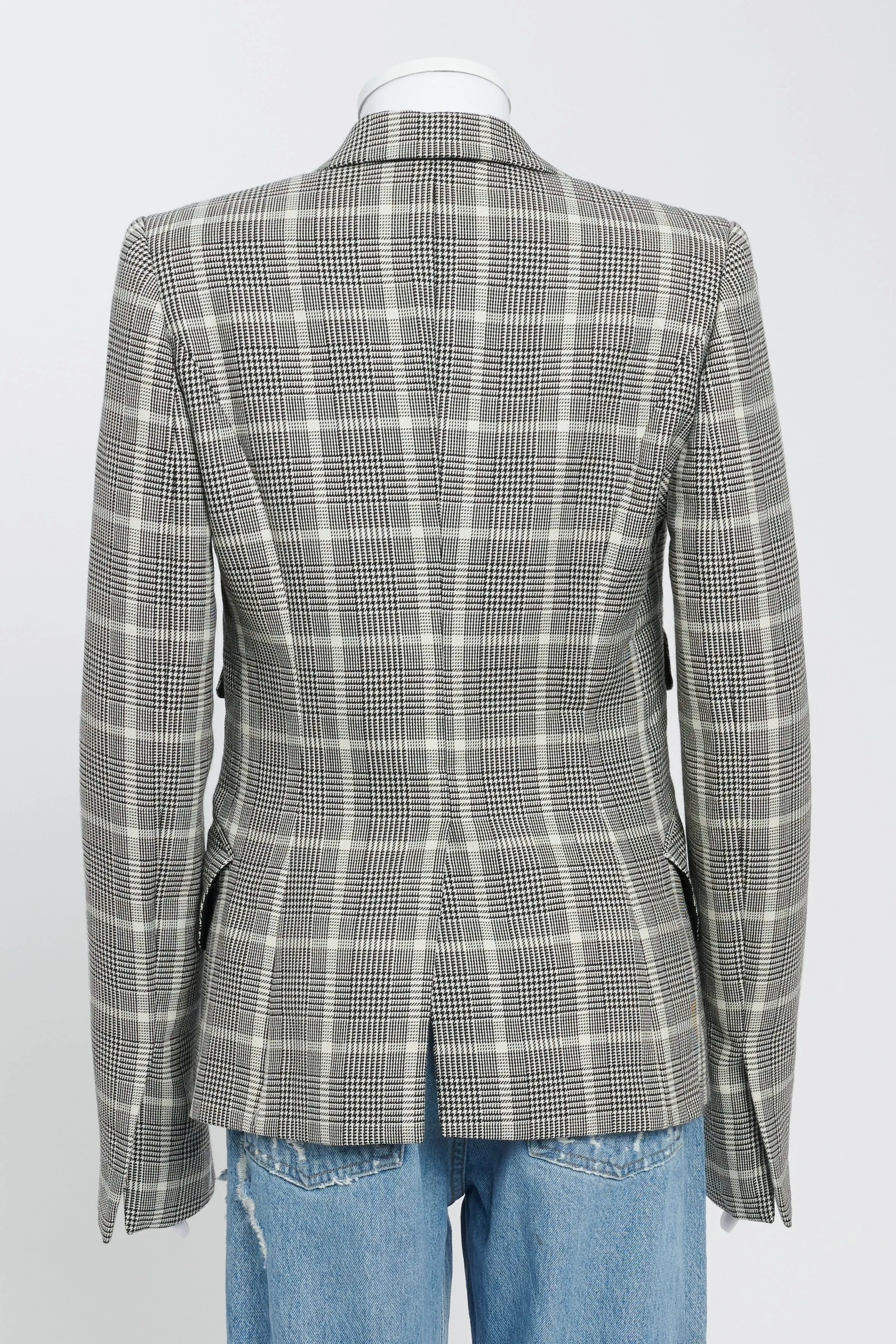Black And White Plaid Wool Blazer