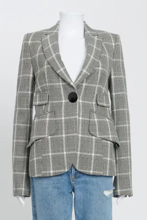 Black And White Plaid Wool Blazer