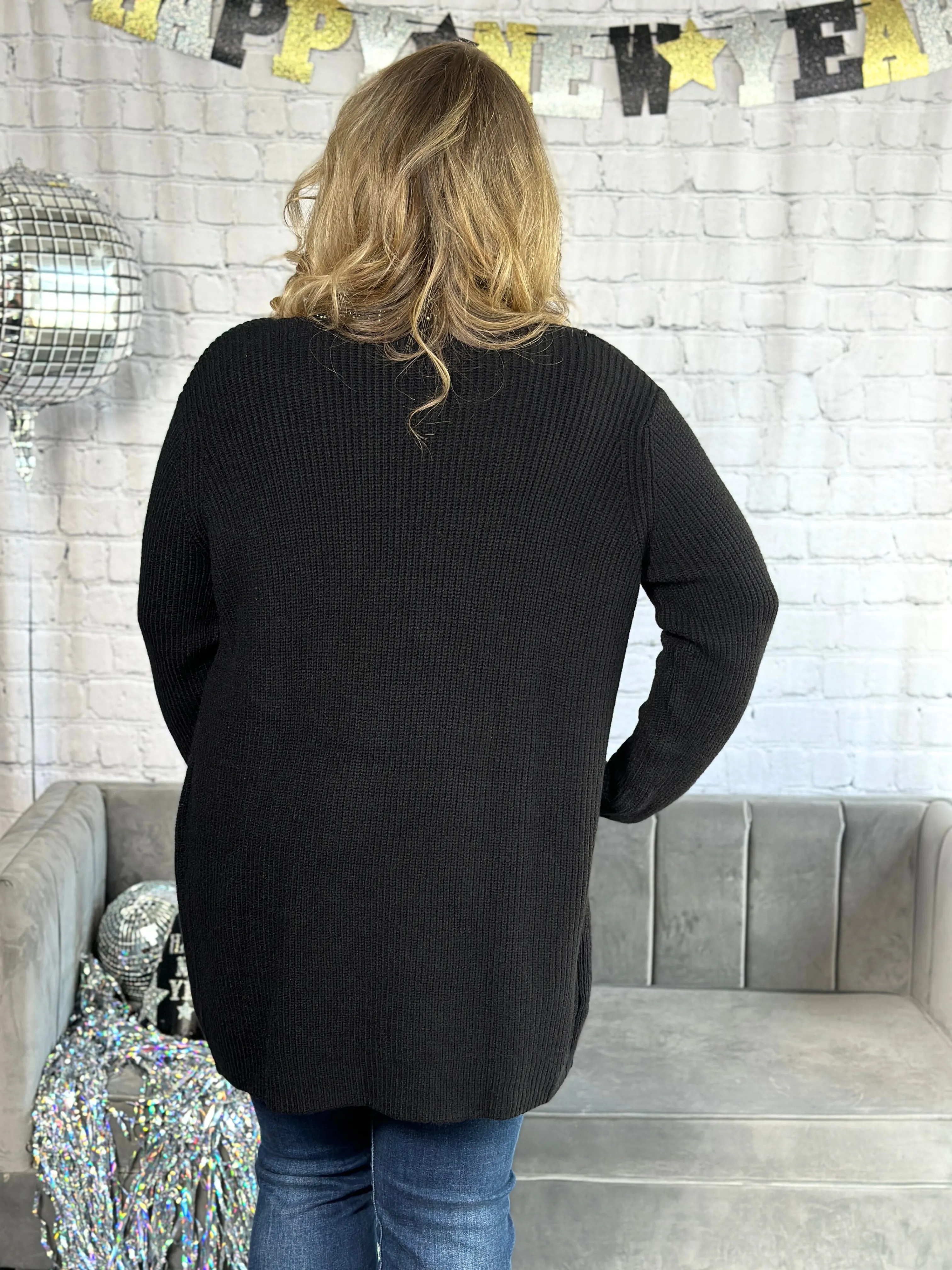 Black Cardigan with Glitter Gem