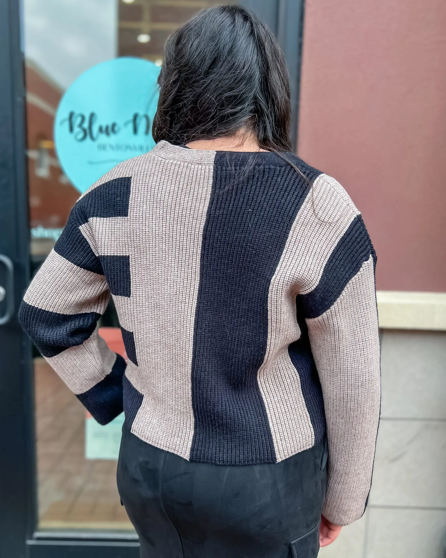 Black/Oat Colorblock Cardigan