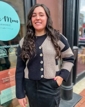 Black/Oat Colorblock Cardigan