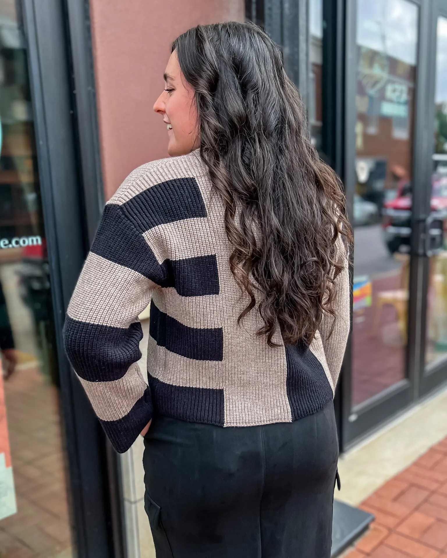 Black/Oat Colorblock Cardigan