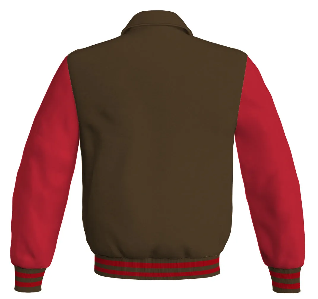Bomber Classic Jacket Brown Body and Red Leather Sleeves