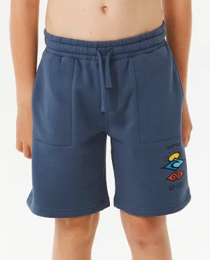 Boys Search Icon Fleece Shorts in Vintage Navy