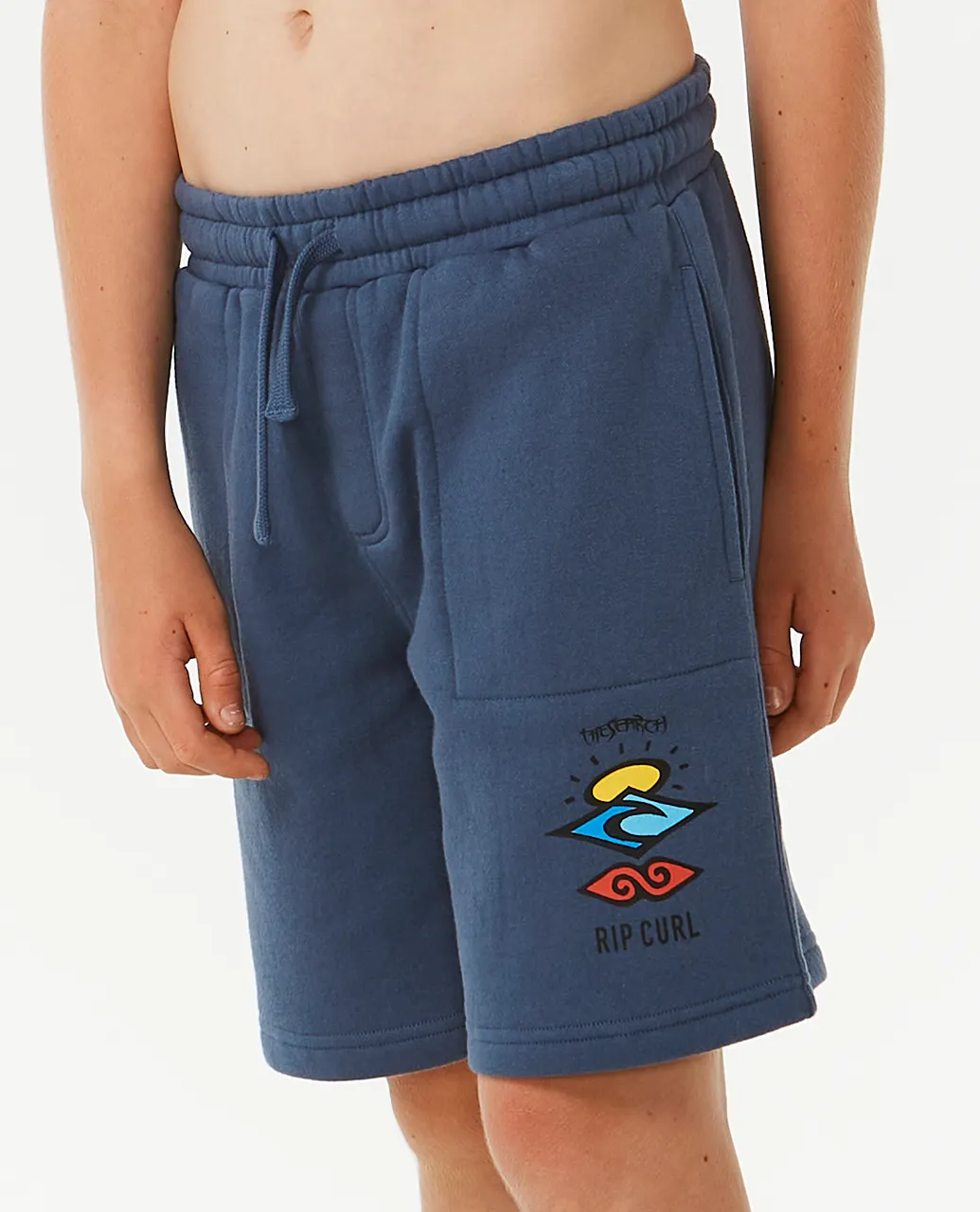 Boys Search Icon Fleece Shorts in Vintage Navy