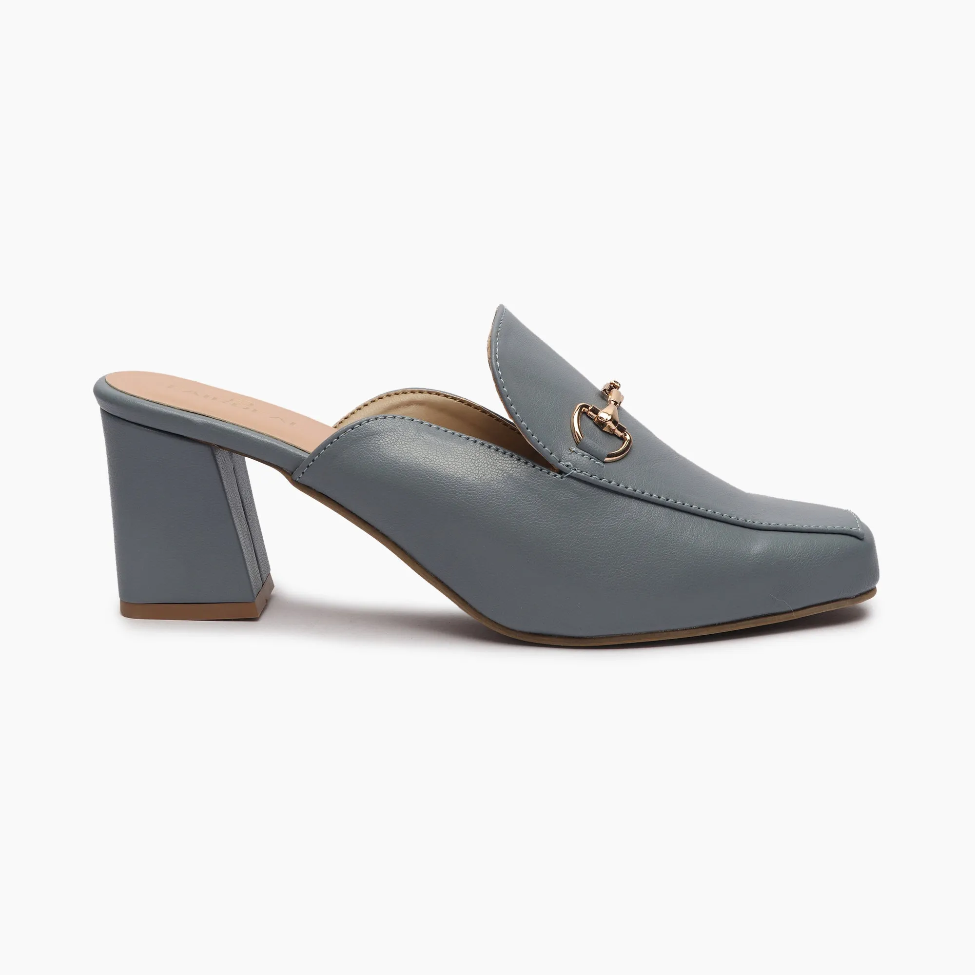 Buckle Detail Heeled Mules