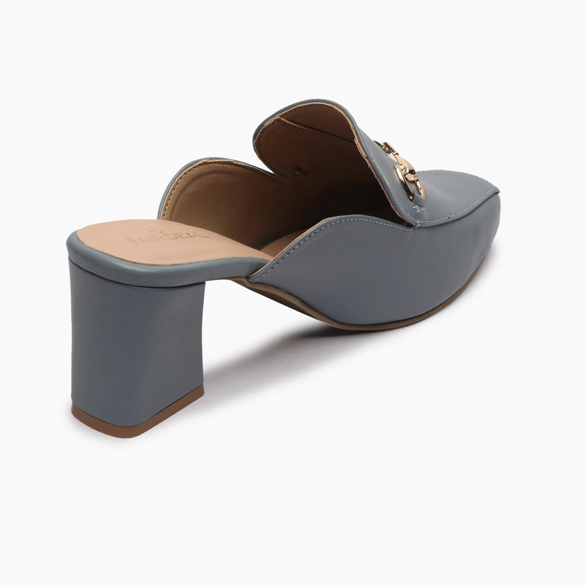Buckle Detail Heeled Mules