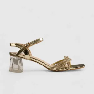 Bulbul Perspex Heel Evening Sandal Gold HAR003