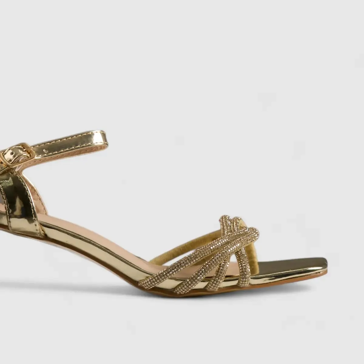 Bulbul Perspex Heel Evening Sandal Gold HAR003