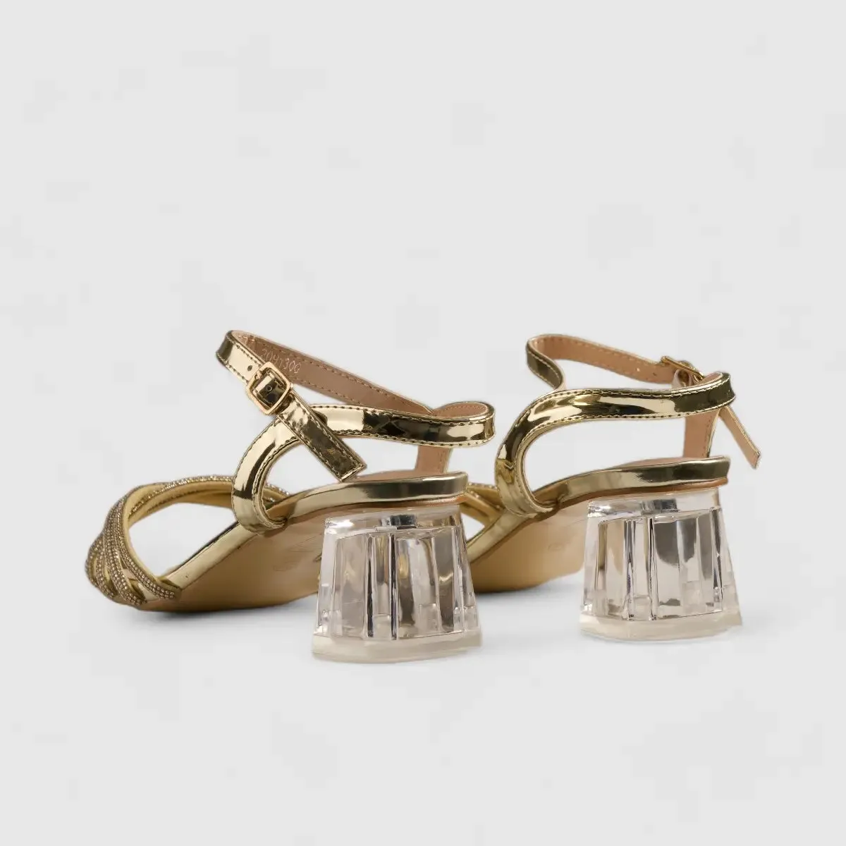 Bulbul Perspex Heel Evening Sandal Gold HAR003