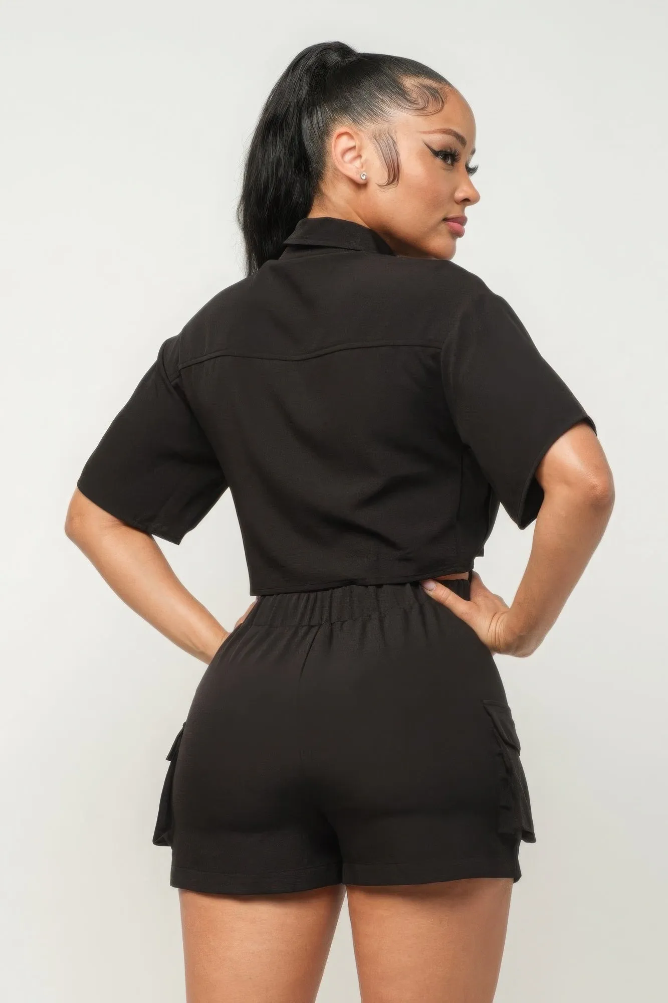 CARGO Pocket Top And Shorts Set (4 Colors)