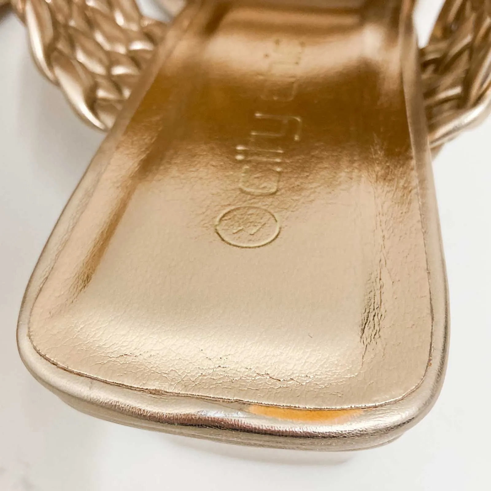 City Chic Mules Size 41 UK 8 Metallic Rose Gold Block Heel Slip-On
