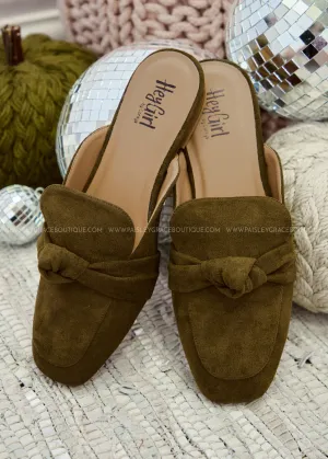 Clingy Mules by Corkys - Khaki Faux Suede - FINAL SALE