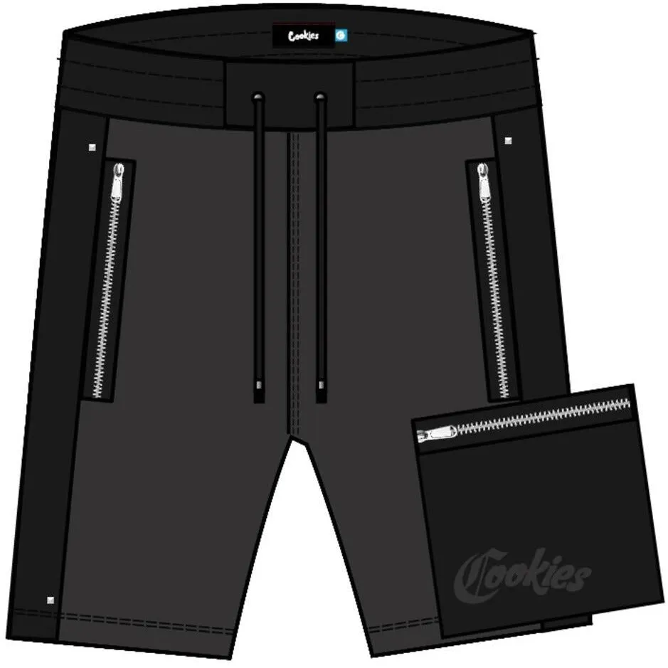 Cookies Caviar Fleece Zipper Black Shorts