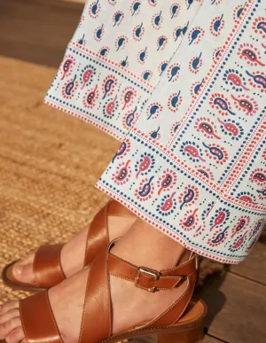 Cornwall Linen Trousers-Ivory, Paisley Stamp