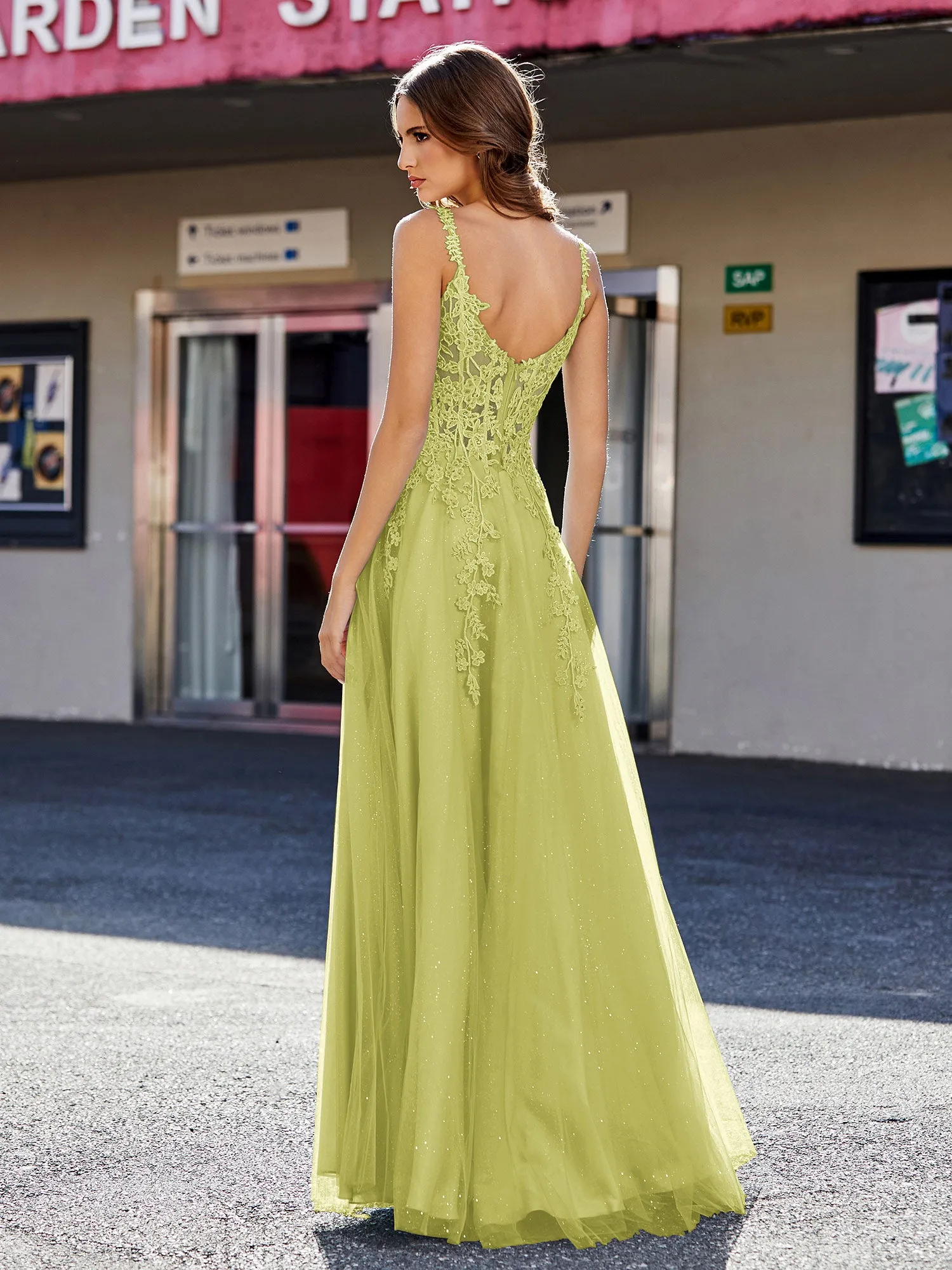 Corset Bodice A Line Tulle Gown Clover