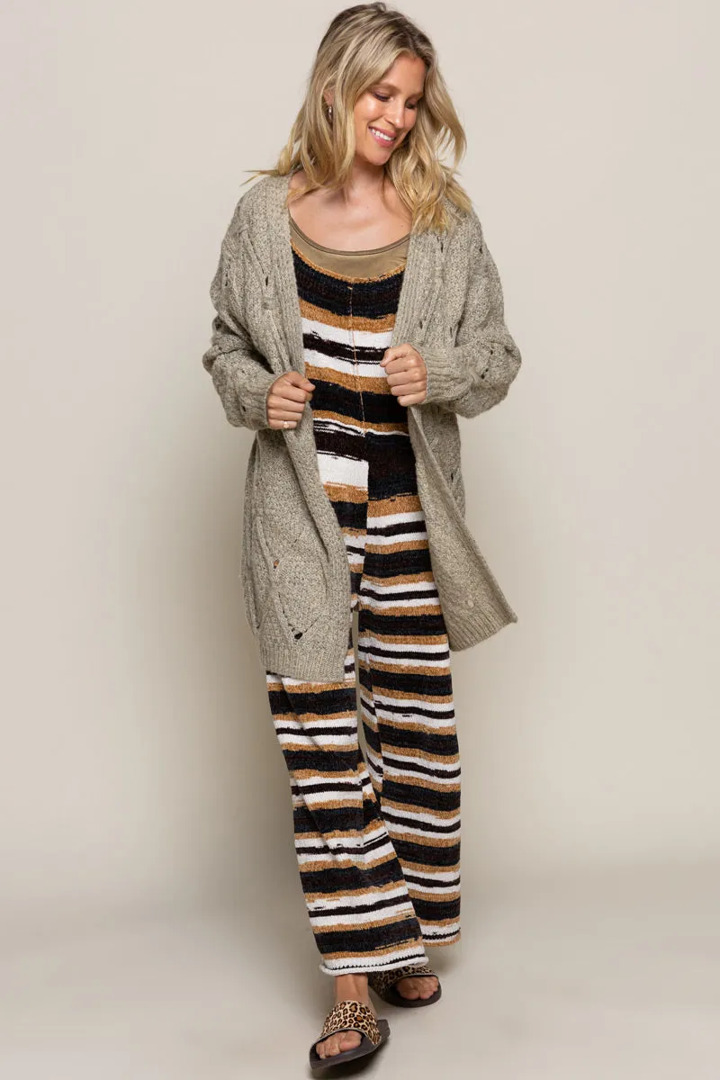 Diamond Eyelet Pattern Open Knit Cardigan by POL Clothing