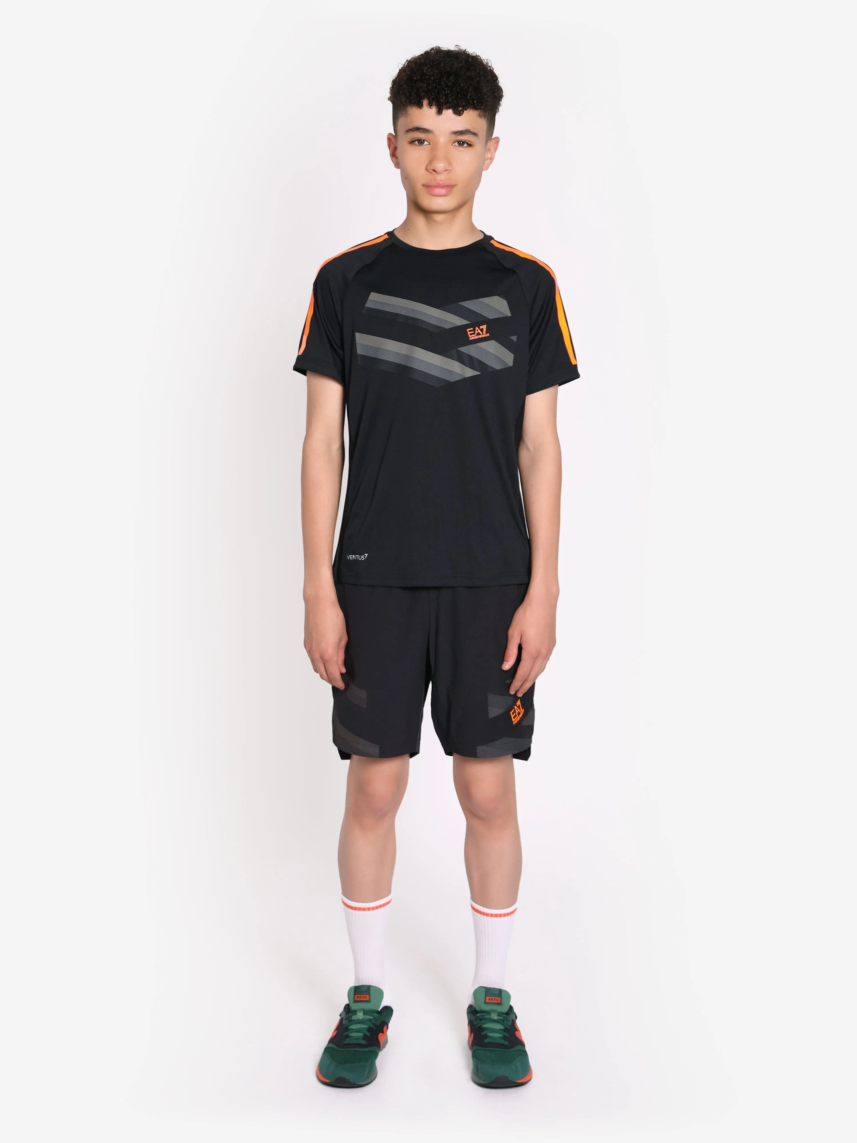 EA7 Emporio Armani Boys Tennis Pro Shorts in Black