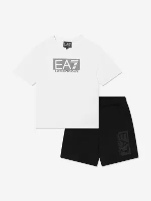 EA7 Emporio Armani Boys Train Visibility T-Shirt And Shorts Set in White