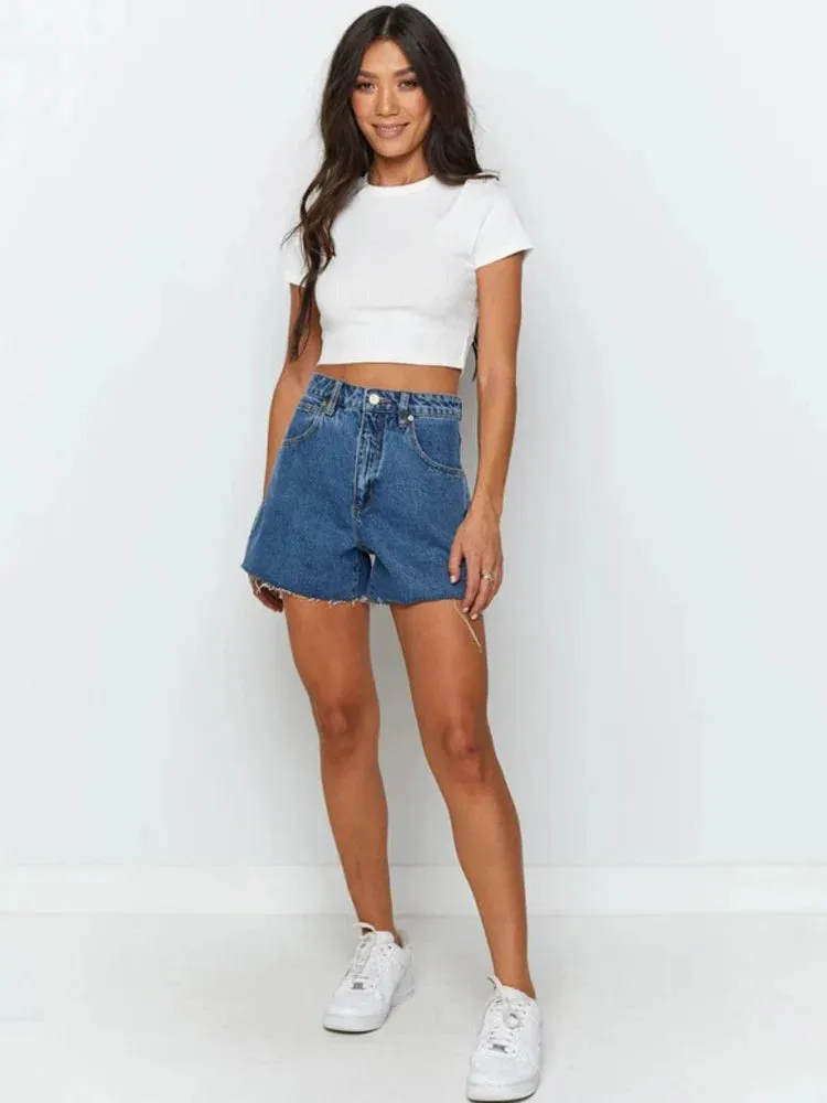 FashionSierra - O Neck Knit White Summer Casual Basic Streetwear Short Sleeve Crop Tops